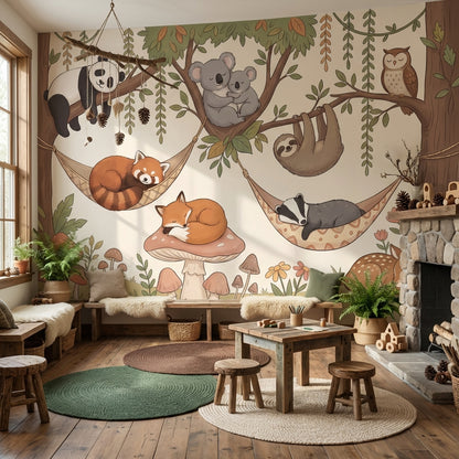 Whimsical Forest Wallpaper Animal Woodland Wall Mural