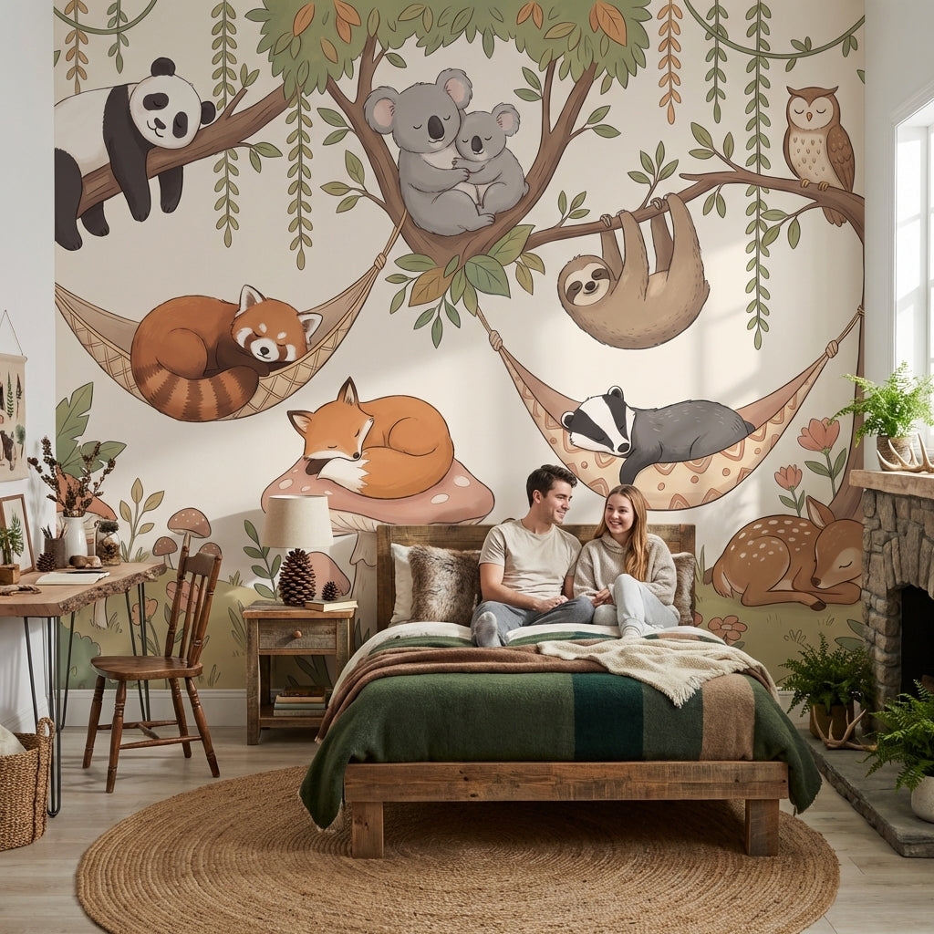 Whimsical Forest Wallpaper Animal Woodland Wall Mural