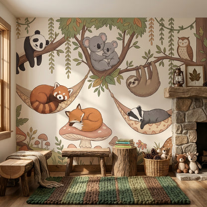 Whimsical Forest Wallpaper Animal Woodland Wall Mural