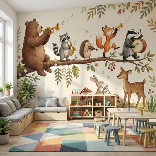 Whimsical Animals Wallpaper Forest Nature Wall Mural