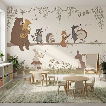 Whimsical Animals Wallpaper Forest Light Wall Decor