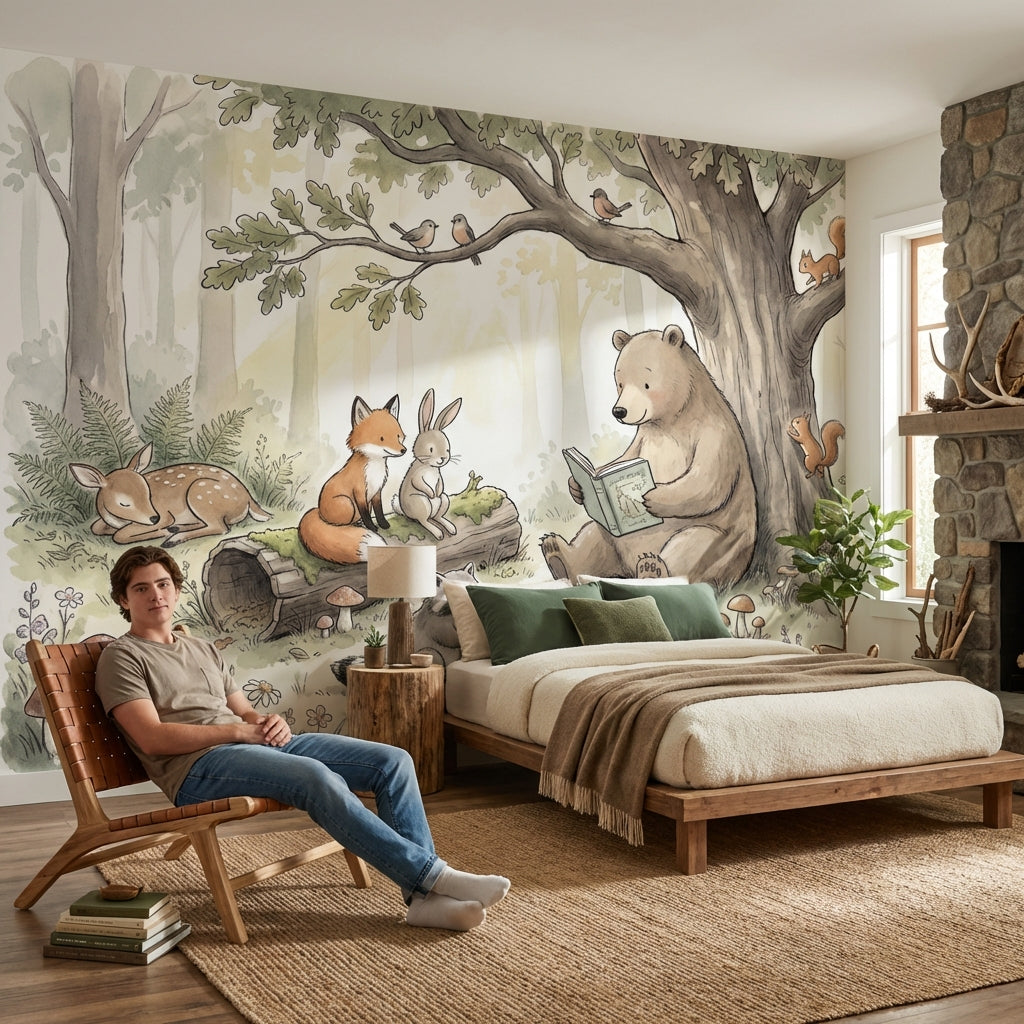 Whimsical Forest Wallpaper Cheerful Woodland Wall Mural