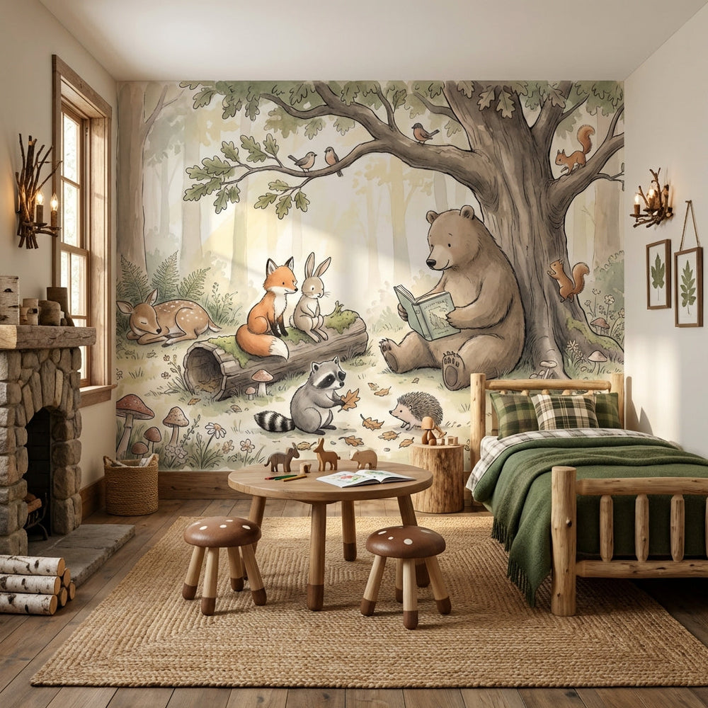 Whimsical Forest Cheerful Woodland Wall Mural