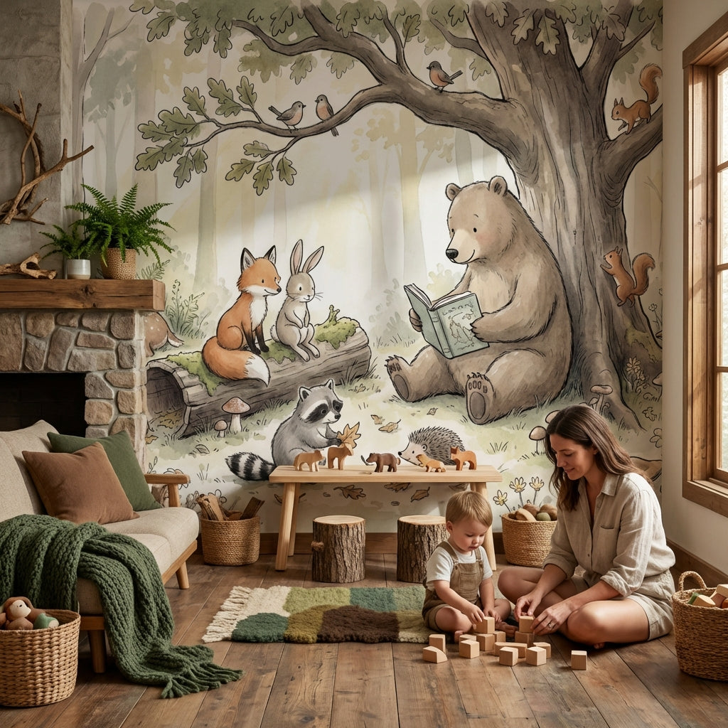 Whimsical Forest Wallpaper Cheerful Woodland Wall Mural