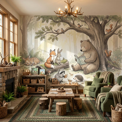 Whimsical Forest Wallpaper Cheerful Woodland Wall Mural