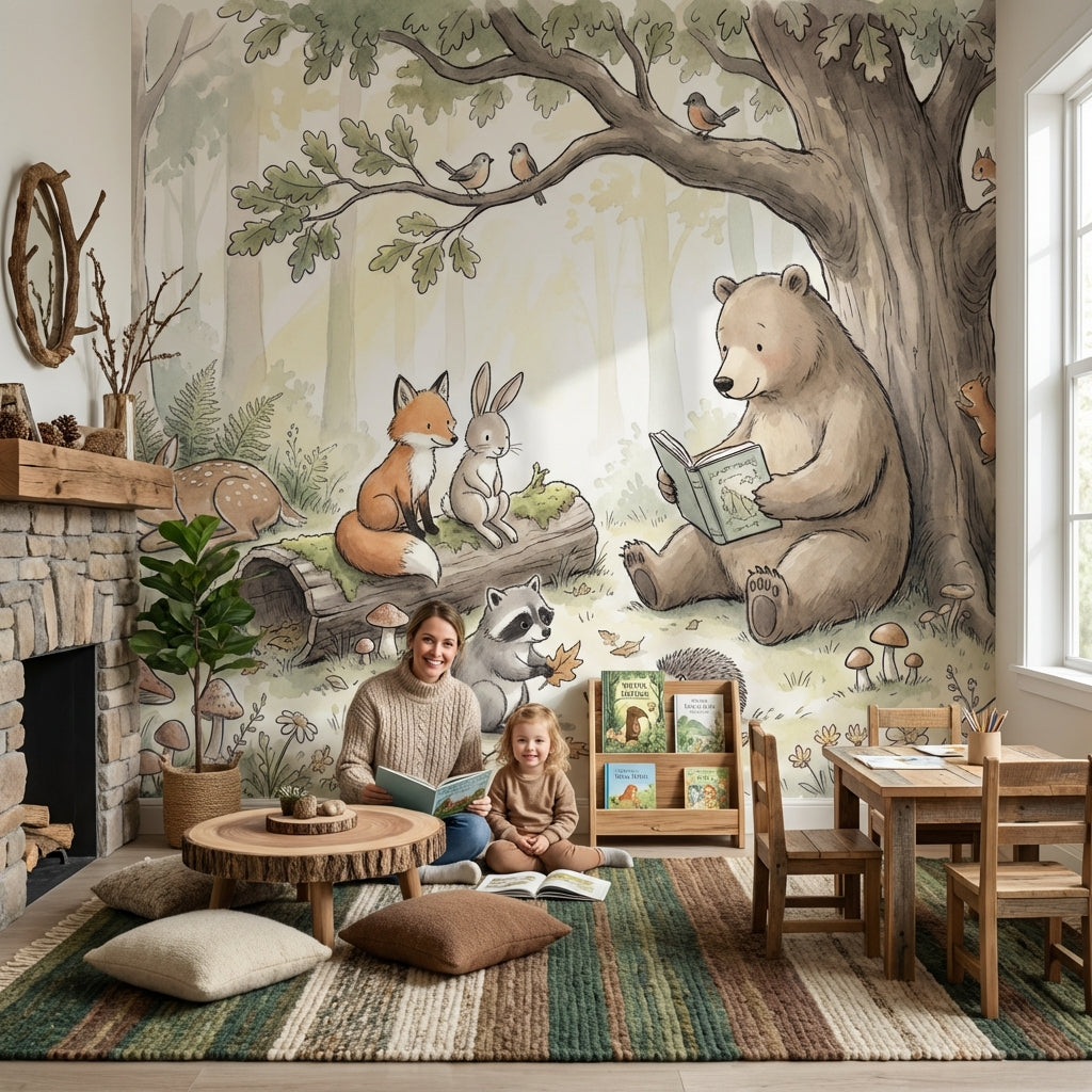 Whimsical Forest Wallpaper Cheerful Woodland Wall Mural