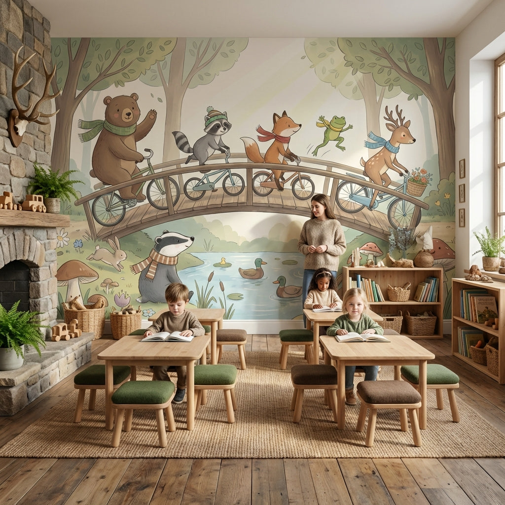 Forest Animals Wallpaper Nature Playful Wall Mural