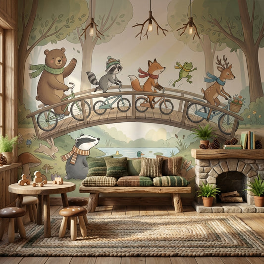 Forest Animals Wallpaper Nature Playful Wall Mural