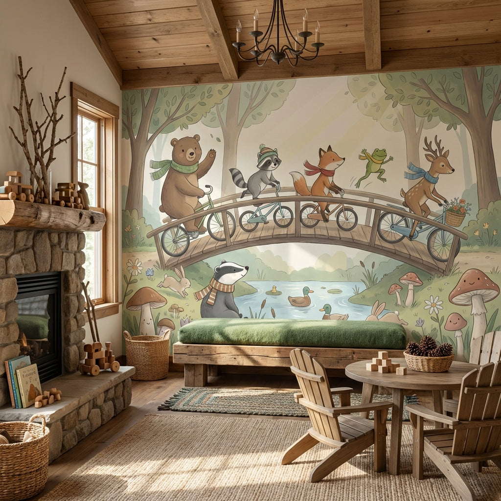 Forest Animals Wallpaper Nature Playful Wall Mural