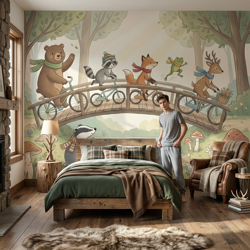 Forest Animals Wallpaper Nature Playful Wall Mural