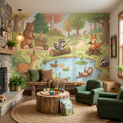 Woodland Wallpaper Animals Nature Wall Decor