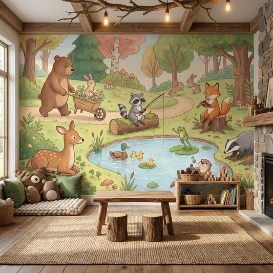 Woodland Wallpaper Animals Nature Wall Decor