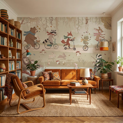 Whimsical Animals Wallpaper Nature Pastoral Wall Decor