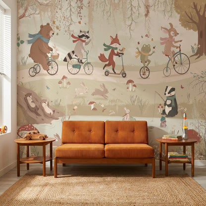 Whimsical Animals Wallpaper Nature Pastoral Wall Decor