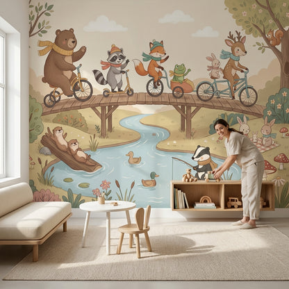 Cloudy Sky Wallpaper River Animal Wall Mural