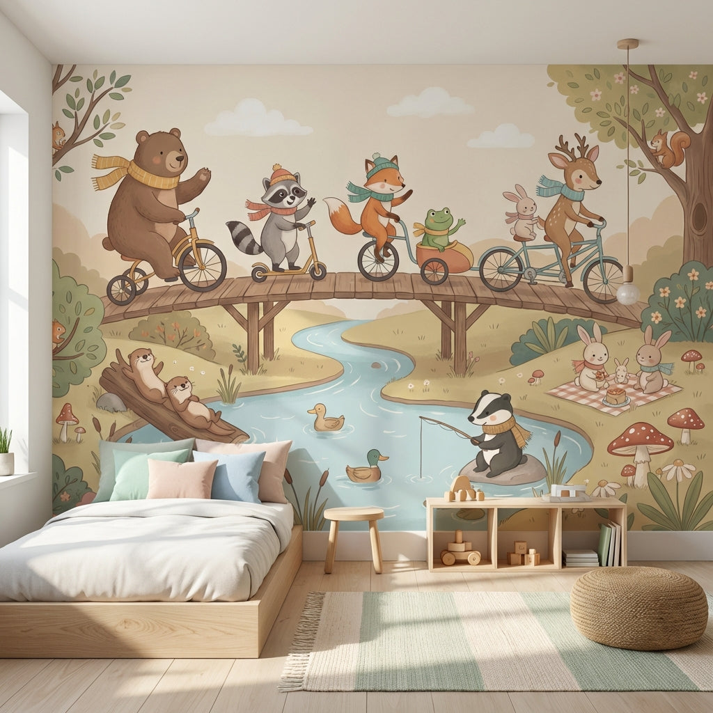 Cloudy Sky Wallpaper River Animal Wall Mural