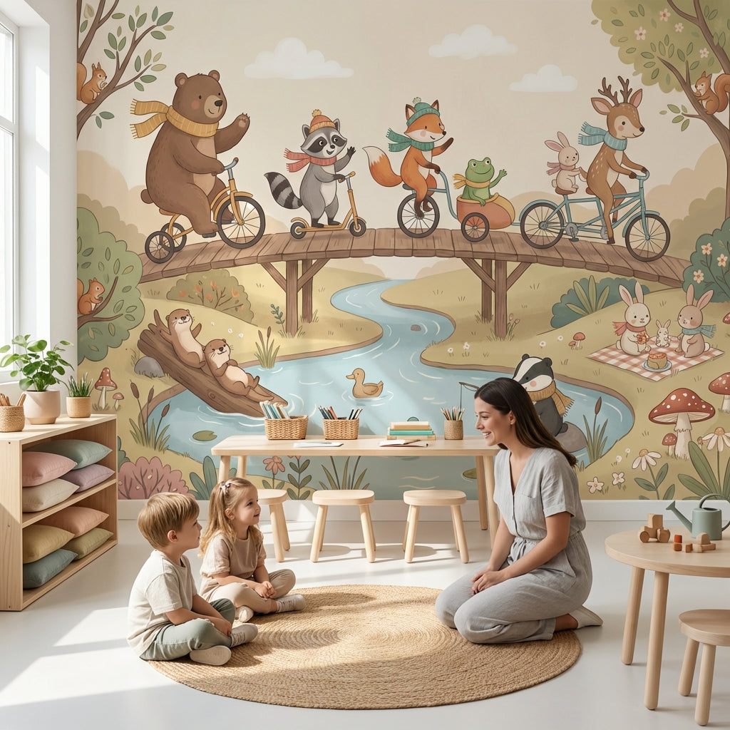 Cloudy Sky Wallpaper River Animal Wall Mural