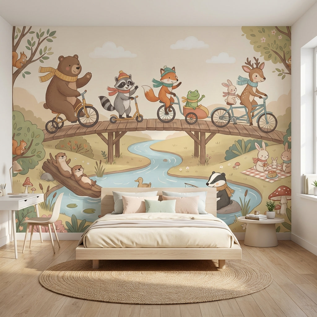 Cloudy Sky Wallpaper River Animal Wall Mural