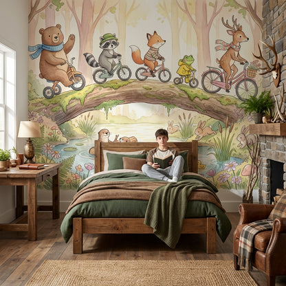 Whimsical Forest Wallpaper Animal Playful Wall Mural