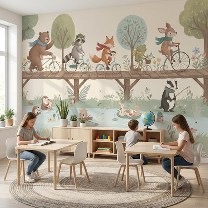 Animal Wallpaper Nature Playful Removable Wall Decor