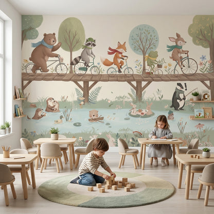 Animal Wallpaper Nature Playful Removable Wall Decor