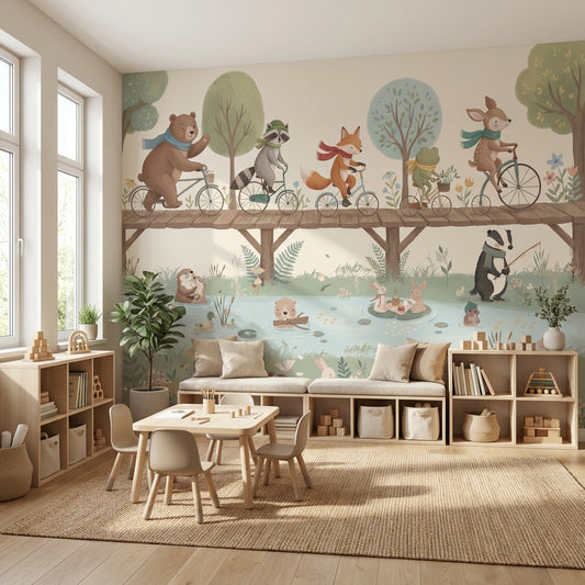 Animal Wallpaper Nature Playful Removable Wall Decor