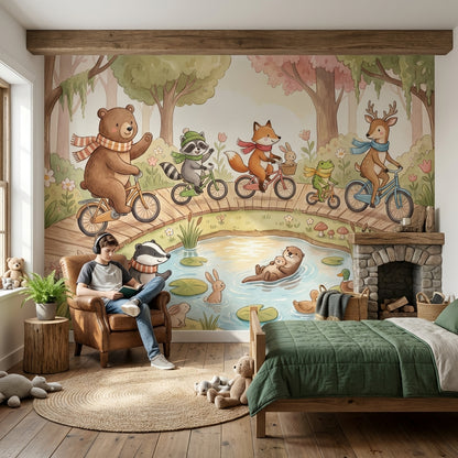Whimsical Animals Wallpaper Playful Nature Wall Mural