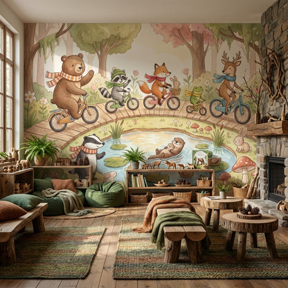 Whimsical Animals Wallpaper Playful Nature Wall Mural