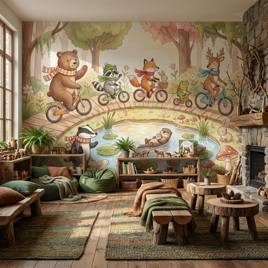 Whimsical Animals Wallpaper Playful Nature Wall Mural
