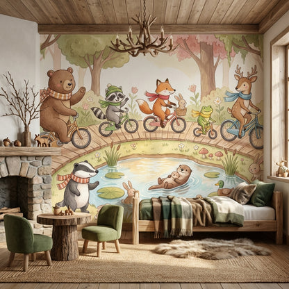 Whimsical Animals Wallpaper Playful Nature Wall Mural