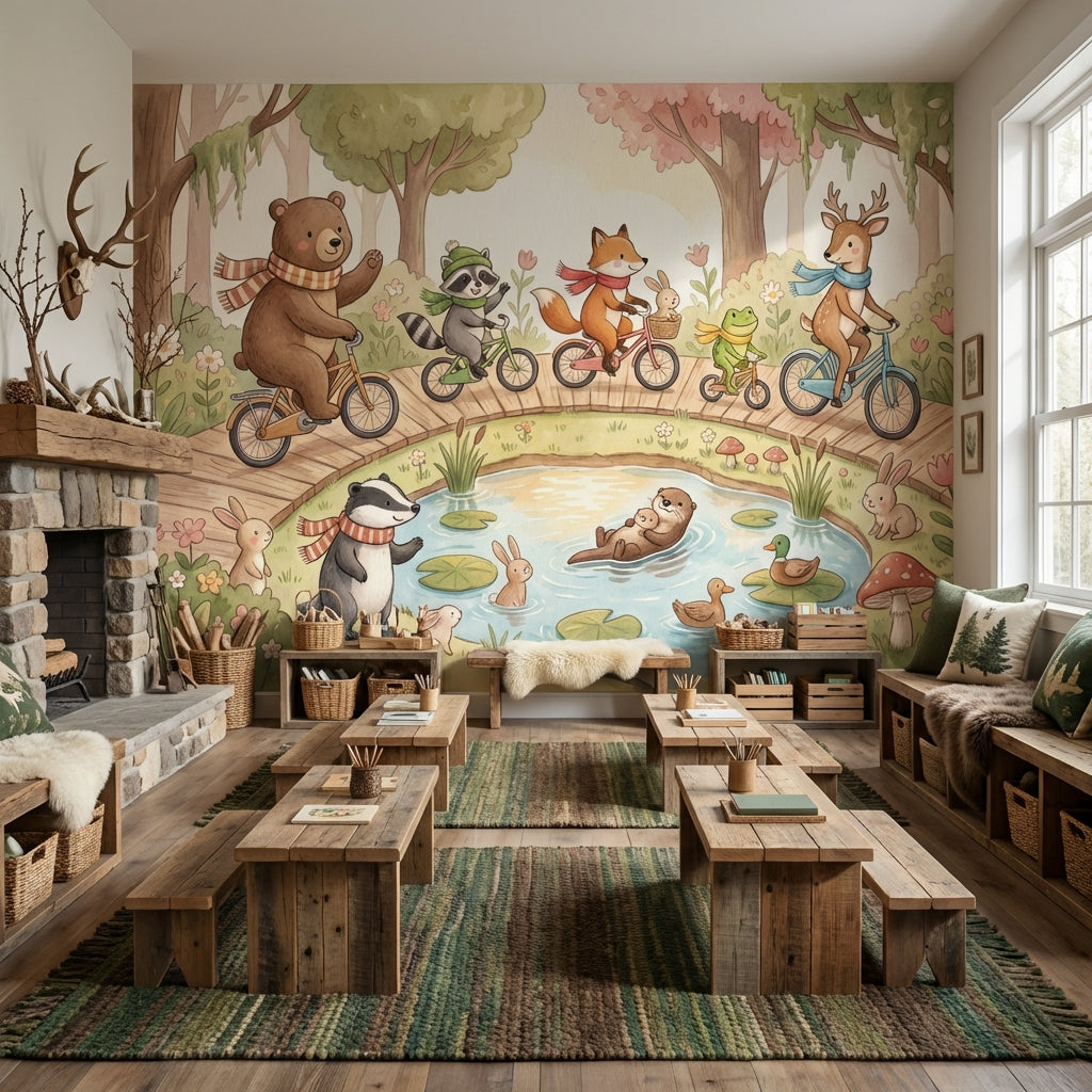 Whimsical Animals Wallpaper Playful Nature Wall Mural