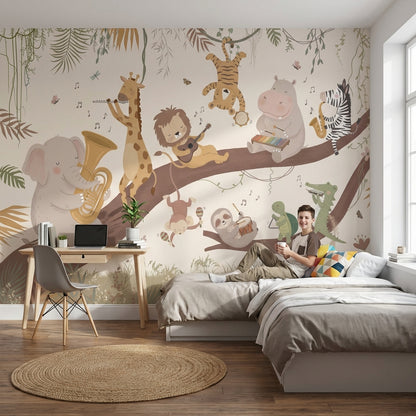 Animals Wallpaper Music Tree Wall Mural