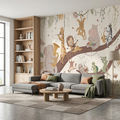 Animals Wallpaper Music Tree Wall Mural