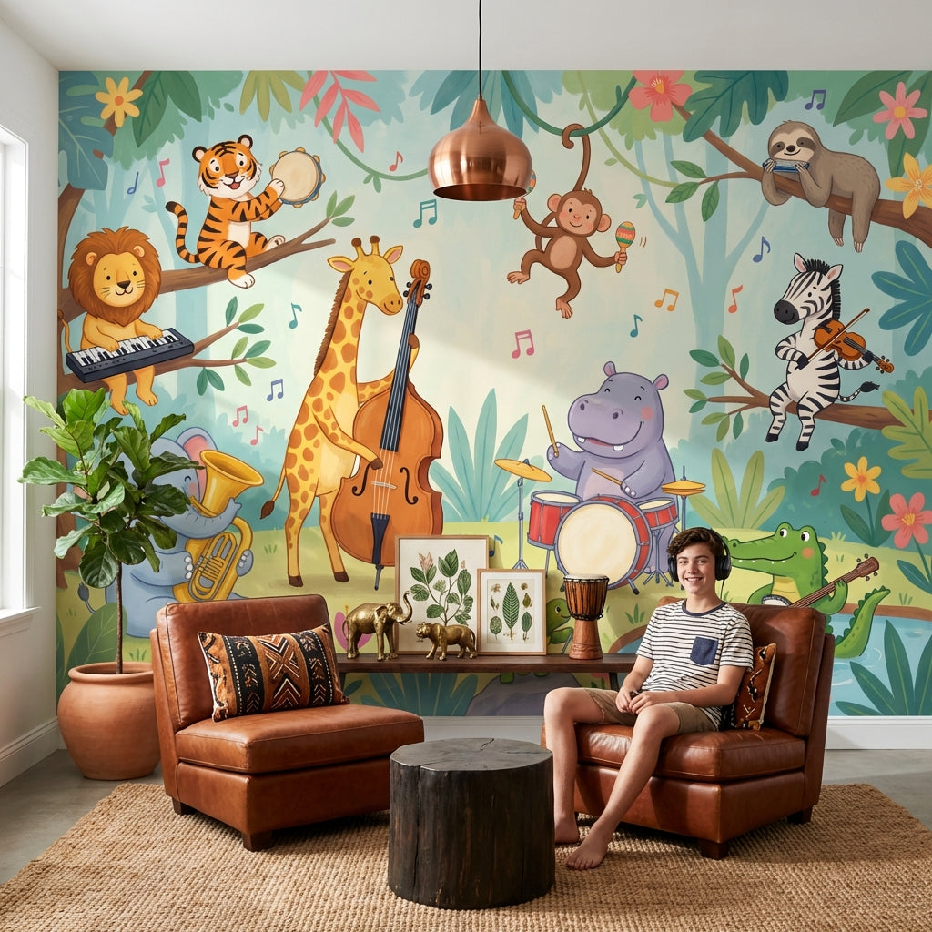 Animals Wallpaper Music Forest Wall Mural