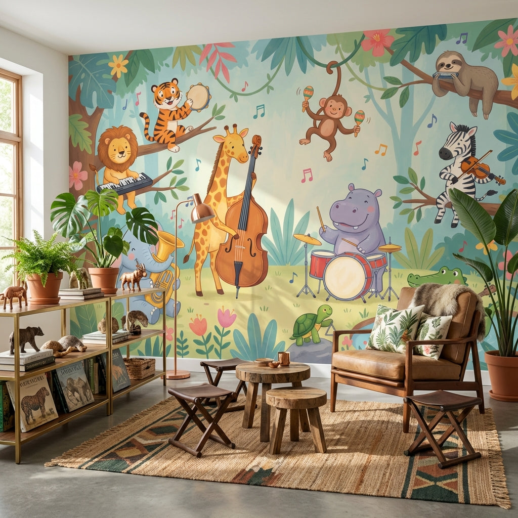 Animals Wallpaper Music Forest Wall Mural