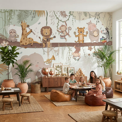 Animals Wallpaper Musical Jungle Wall Mural
