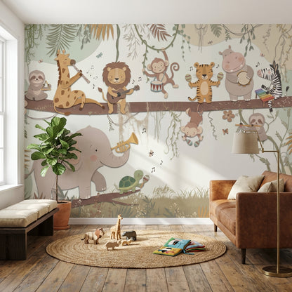 Animals Wallpaper Musical Jungle Wall Mural