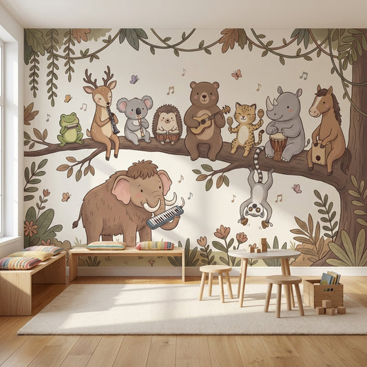 Animal Wallpaper Music Whimsical Wall Decor