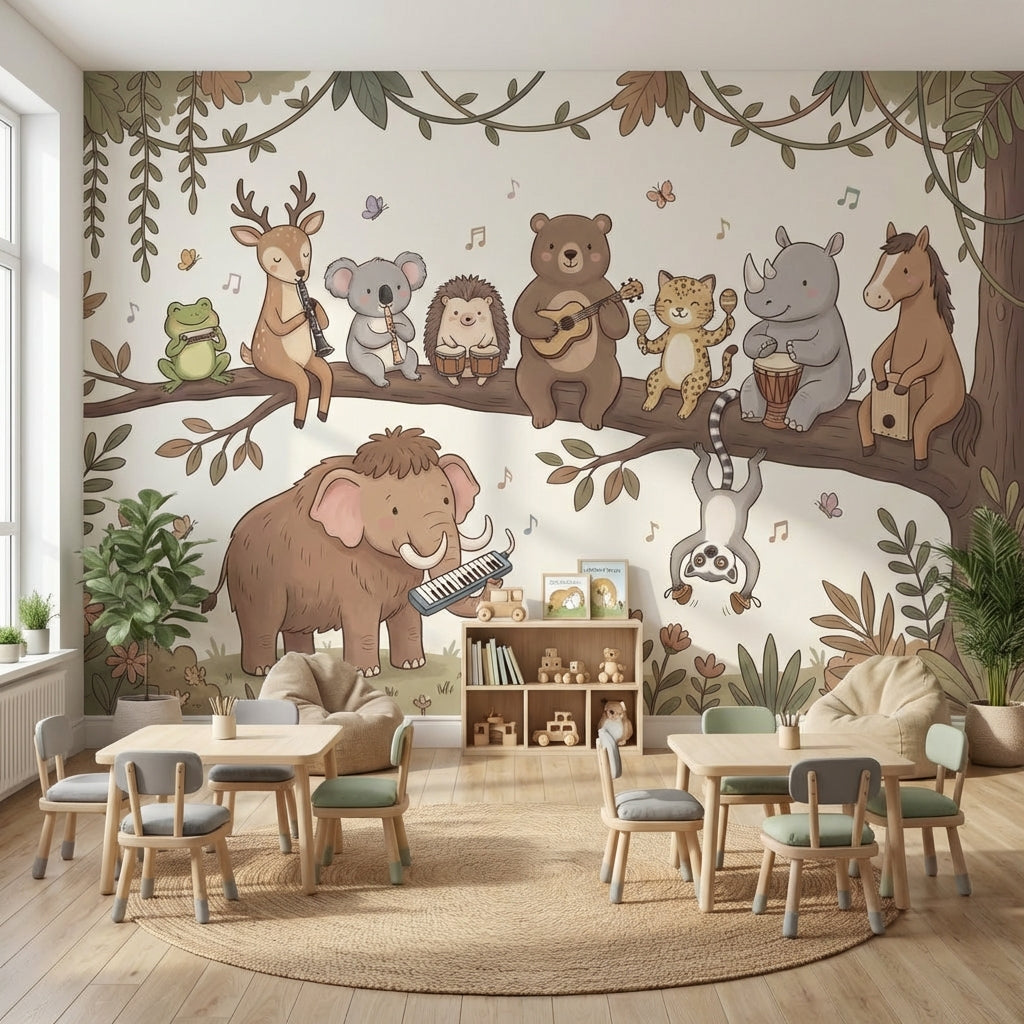 Animal Wallpaper Music Whimsical Wall Decor