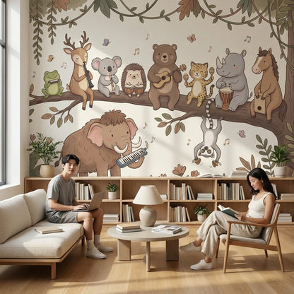 Animal Wallpaper Music Whimsical Wall Decor