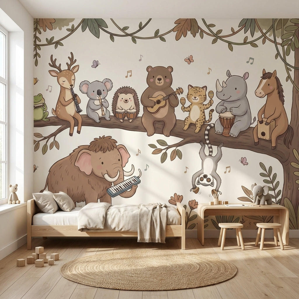 Animal Wallpaper Music Whimsical Wall Decor