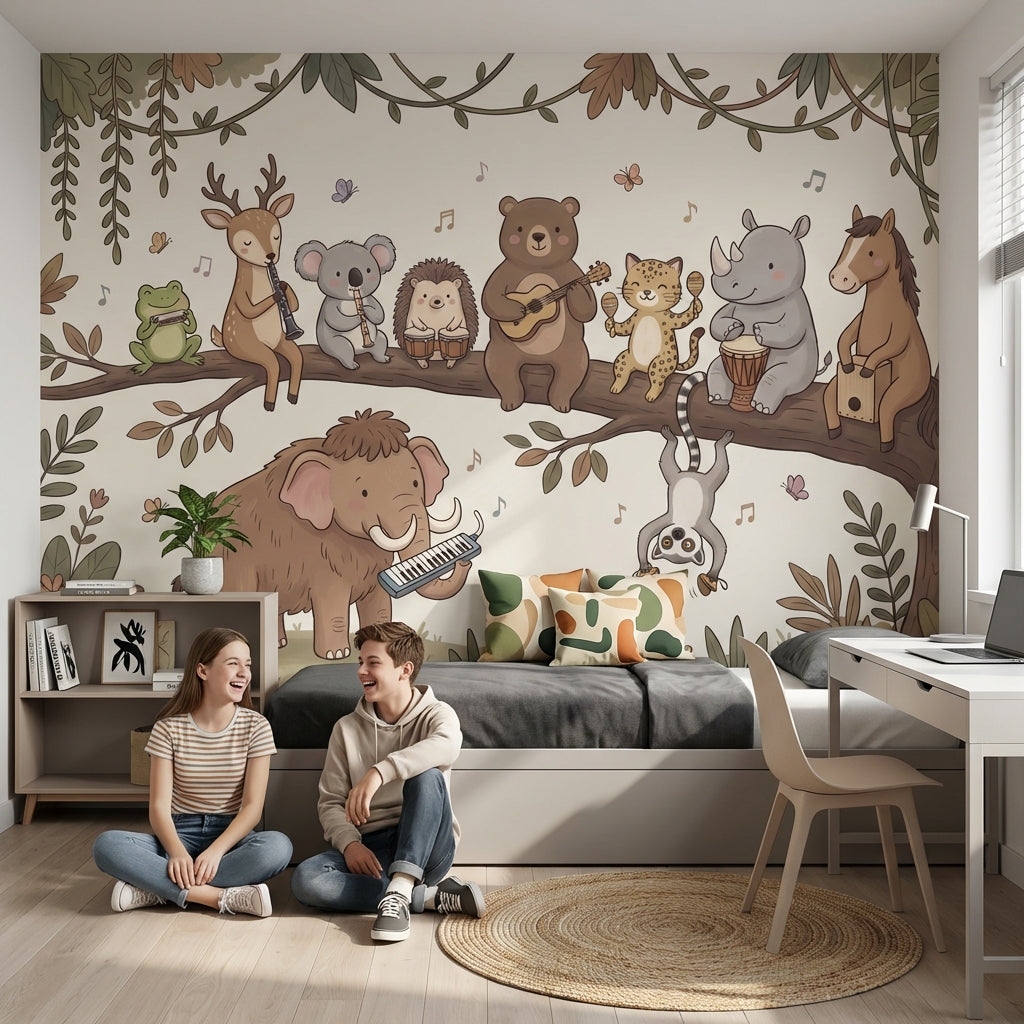 Animal Wallpaper Music Whimsical Wall Decor