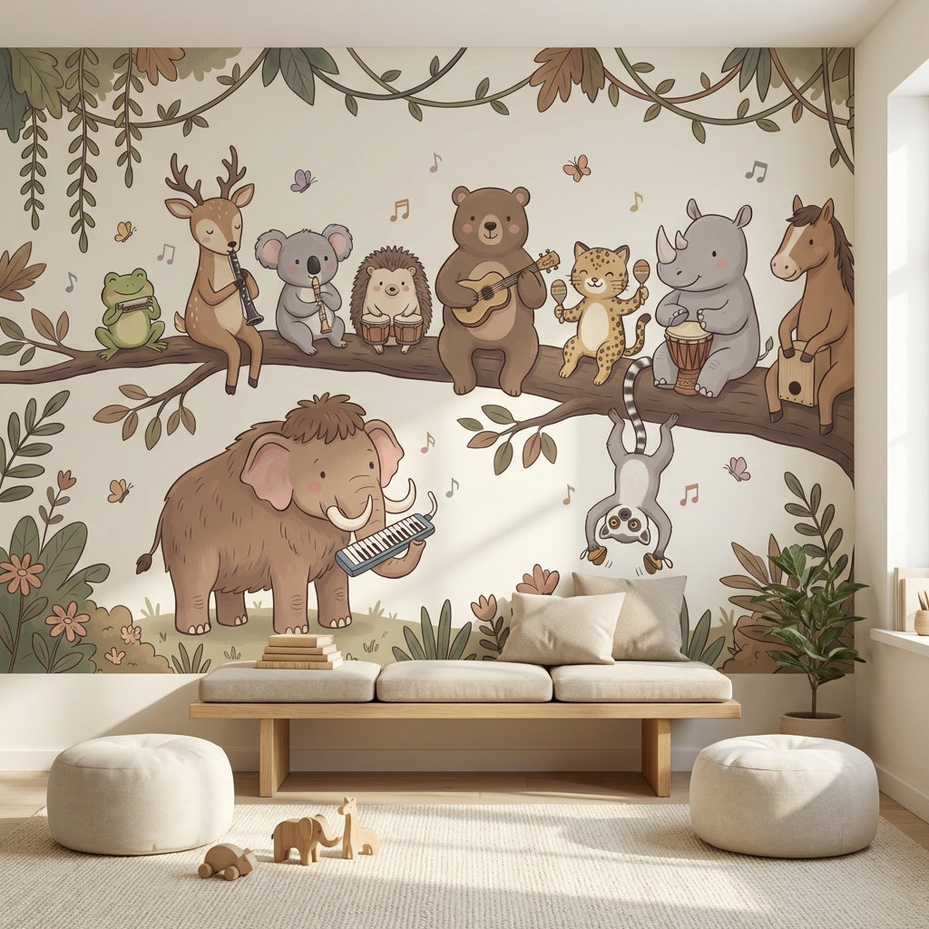 Animal Wallpaper Music Whimsical Wall Decor