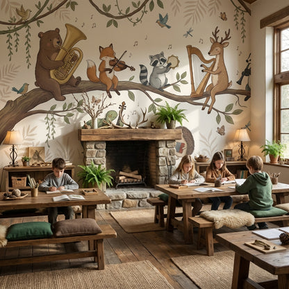 Animals Wallpaper Music Whimsical Wall Mural