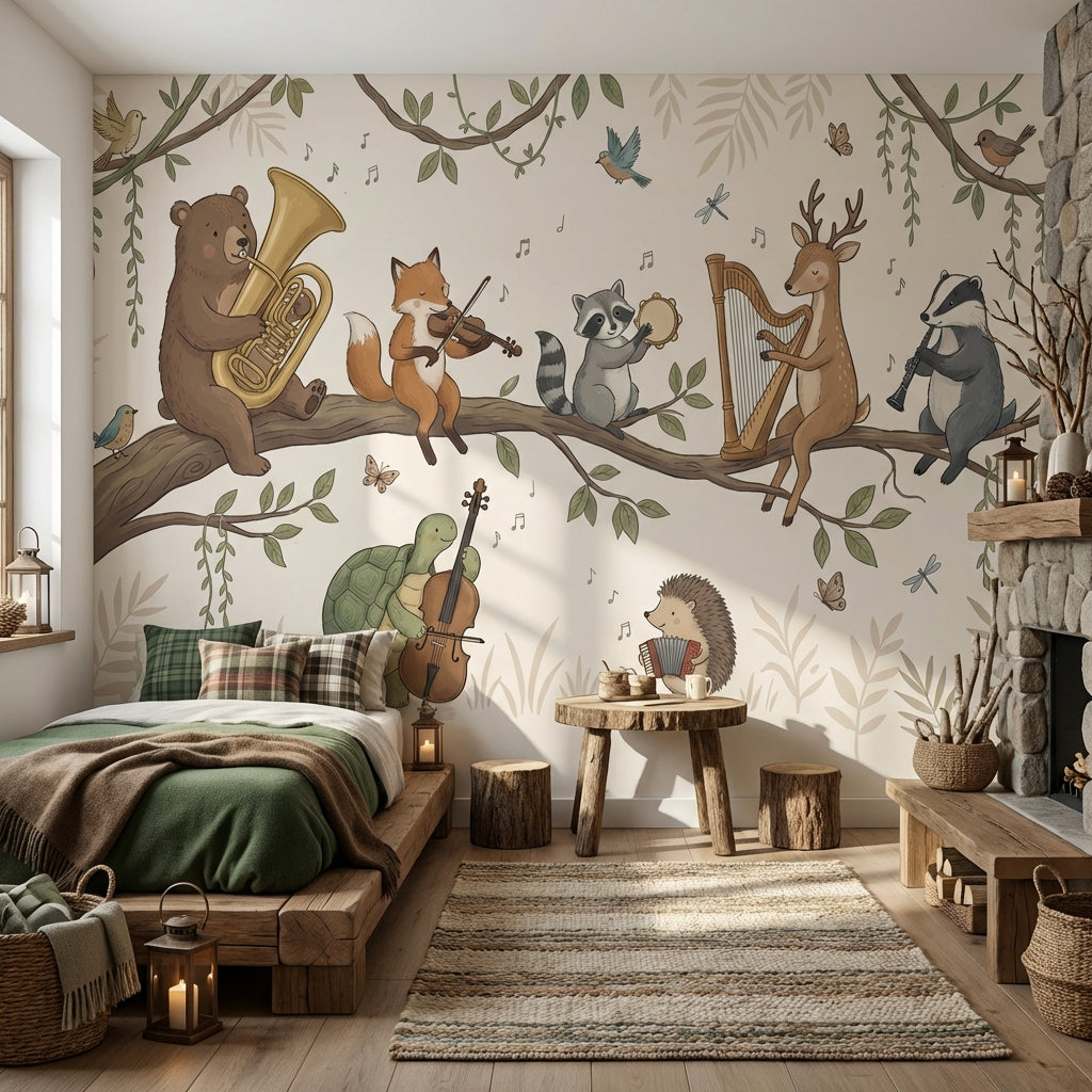 Animals Wallpaper Music Whimsical Wall Mural