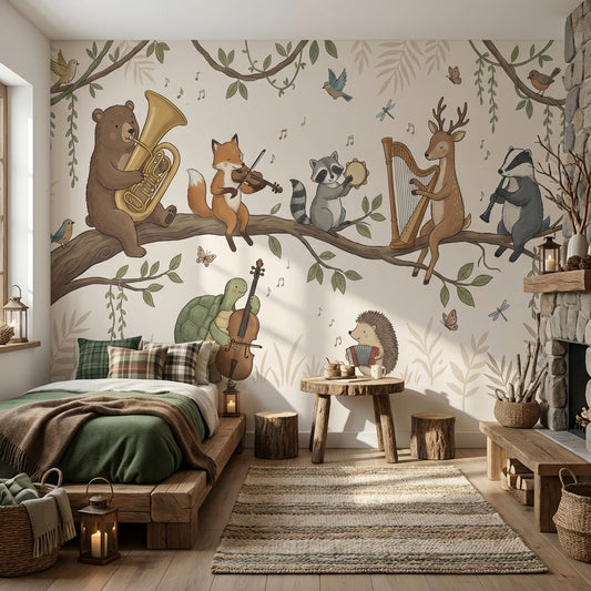 Animals Wallpaper Music Whimsical Wall Mural