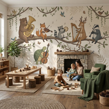 Animals Wallpaper Music Whimsical Wall Mural