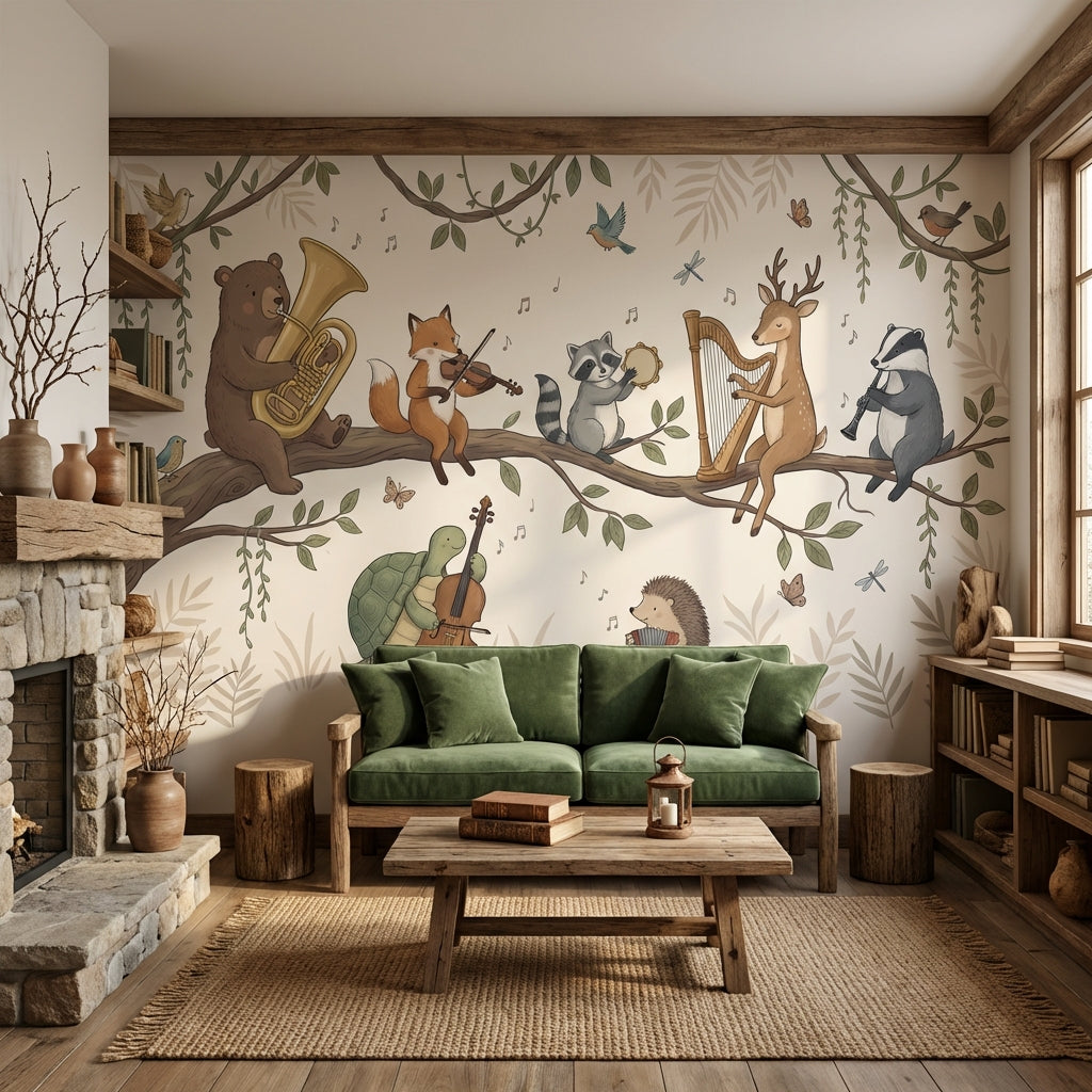 Animals Wallpaper Music Whimsical Wall Mural