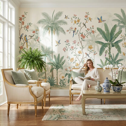 Tropical Birds Wallpaper Vintage Palm Wall Mural