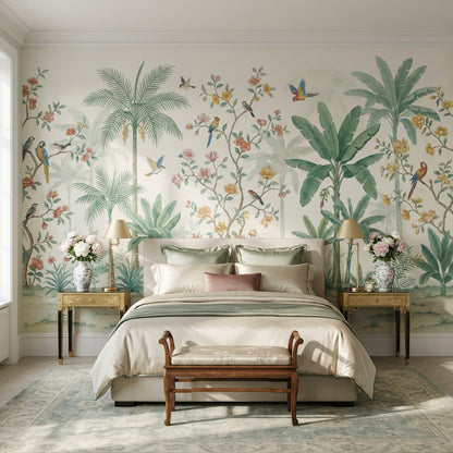 Tropical Birds Wallpaper Vintage Palm Wall Mural